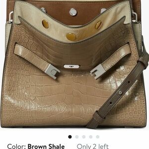 NWOT TORY BURCH Brown Shale Croc-Embossed Leather Shoulder Bag